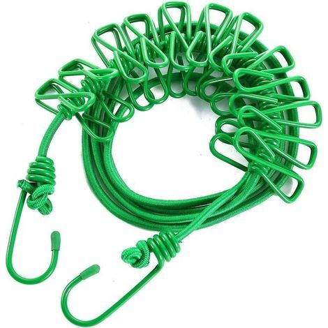 Camping-Wäscheleine, 180 cm flexibel und tragbar, Reise-Wäscheleine-Zubehör mit 12 Drahtschneider-Schlaufenclips (1/5)