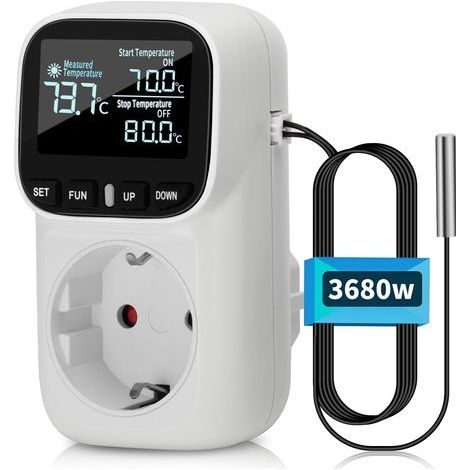 Régulateur de température numérique 230V avec sonde Chauffage Refroidissement Commutateur de température Thermostat Prise pour serre Aquarium Réfrigérateur (1/5)