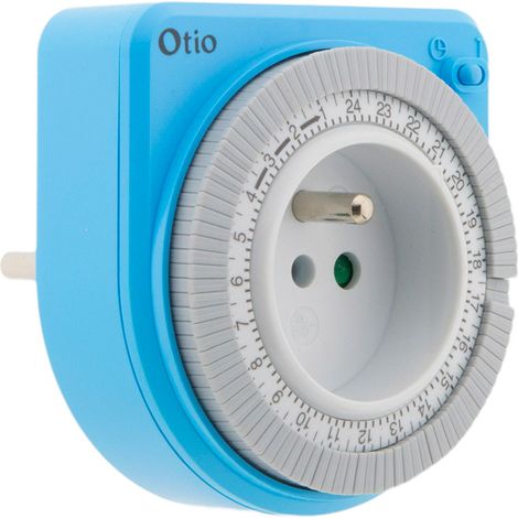Otio – Programmateur mécanique bleu – Automatisation éclairages 230V – Interrupteur 2 positions – Réglage facile avec molette (1/10)