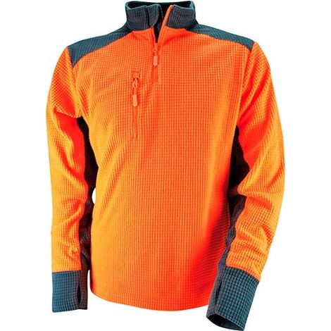 Polaire gaufrée orange isolante et respirante pour travail extérieur
