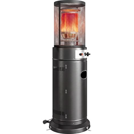 Outsunny estufa de gas exterior, 11 kw, con regulación continua, encendido por impulsos, rejilla, antivuelco y ruedas para propano y glp 30 m², negro (1/5)