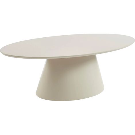 Vente-Unique – Table basse fixe en MDF – Plateau ovale beige – Dimensions 120x60x40 cm – Finition laquée – Charge maximale 50 kg (1/5)
