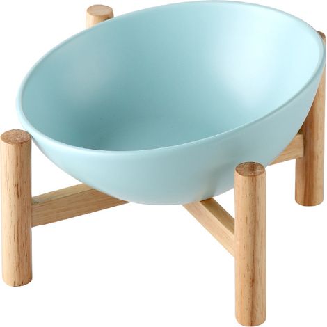 Gamelles en céramique pour chien avec support  Gamelle en céramique anti-déversement avec support en bois antidérapant pour chatons, chiots