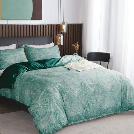 Bettwäsche-Set 220x240 cm Mikrofaser mit 2 Kissenbezügen 65x65 cm Grün