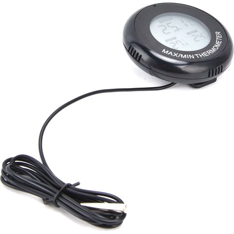 Thermomètre rond numérique LCD à ventouse magnétique pour terrarium et aquarium (1/5)