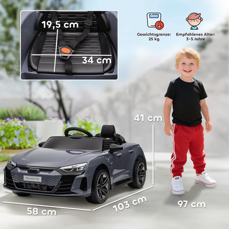 Kinder-Elektroauto mit Fernbedienung, Sicherheitsgurt, Hupe, Musik, Scheinwerfer, bis 5 km/h, 3-5 Jahre, Grau (1/5)
