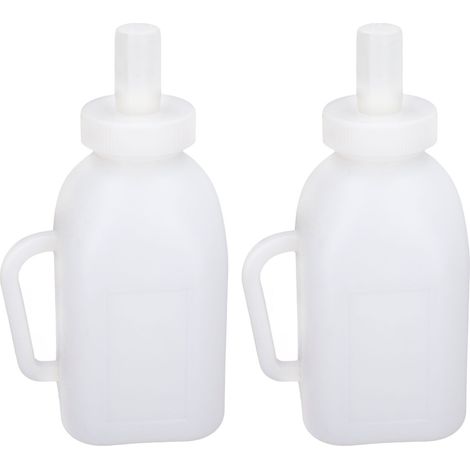 Set mit 2 Kälberfütterungsflaschen, 1L, dickwandig und robust, Kunststoff-Fütterungsflasche für die Rinderzucht (1 Liter pro Flasche, Lieferung im 2er-Pack) (1/5)