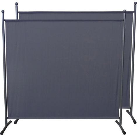 2 Stück Paravent 180 x 178 cm Stoff Raumteiler Groß Stellwand Trennwand Balkon Sichtschutz Grau (1/5)
