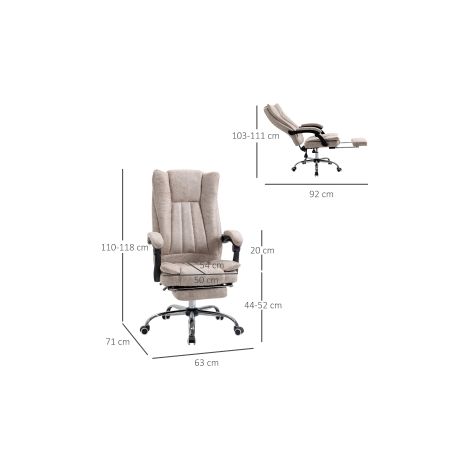 Fauteuil de bureau pivotant en microfibre avec dossier inclinable, hauteur réglable et repose-pieds pour bureau (1/5)