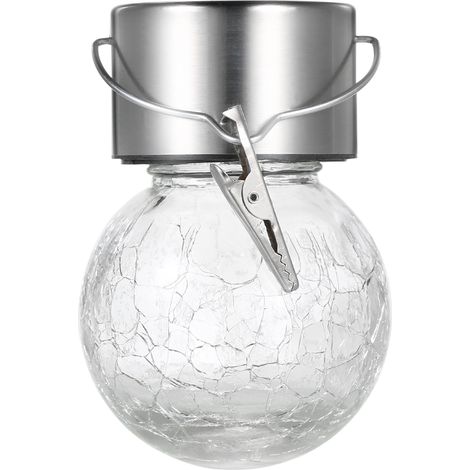 Hängende Solarlampe in Form einer Glaskugel mit Craquelé-Effekt, 1,2 V, 0,1 W, dekorative Außenbeleuchtung, IP44 wasserdicht, integrierter 300-mAh-Hochleistungsakku, für Terrasse