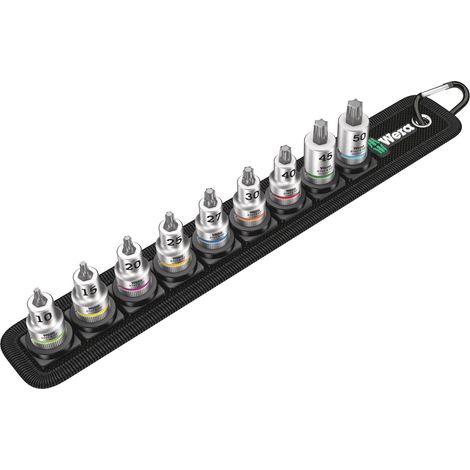 Set de 9 llaves de vaso de punta Zyklop 3/8" con función de retención WERA Belt B 3
