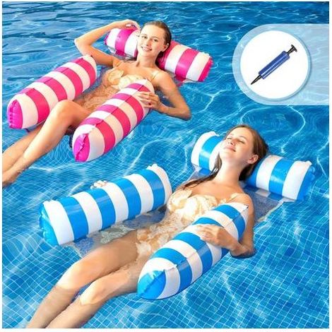 Lot de 2 Bouee Piscine Adulte Matelas Piscine Gonflable Jeux Piscine Hamac Gonflable Piscine Fauteuil Gonflable Piscine Flotteur Piscine Frite Piscine Accessoire Piscine Adulte (1/5)