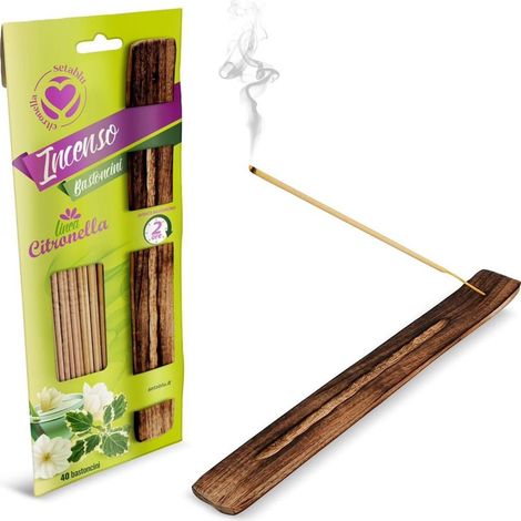 TrAdE Shop Traesio - Set 40 Pz Bastoncini Di Incenso Repellenti Per Zanzare Alla Citronella Con Base 400489 - (1/2)