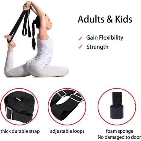 Sangle d'Étirement pour Porte - Sangle Réglable pour Étirement des Jambes - Pour Danse Ballet Gymnastique Yoga - 1 Pièce (1/5)