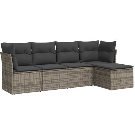Maison Exclusive - 5-tlg. Garten-Sofagarnitur mit Kissen Grau Pol