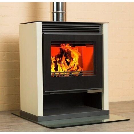 Stufa a Legna V05 Rubin Lux 13 kW Avorio – Vetro Panoramico Design Moderno (1/2)
