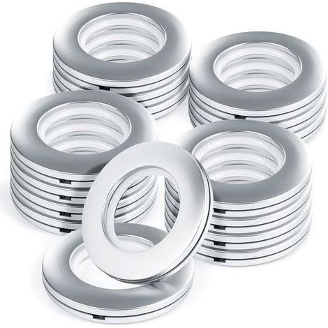 Anneaux illets Plastique Rigide 16 Pièces - Diamètre Intérieur 40 mm avec Clips Intégrés pour Rideaux de Douche/Fenêtre/Salle de Bain, Installation Rapide sans Perage (1/5)