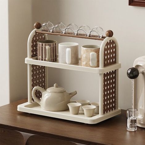 Caja de almacenamiento de tres niveles. Ideal para café，espacio de almacenamiento. Ideal para la oficina y la encimera de la cocina (blanco) (1/5)