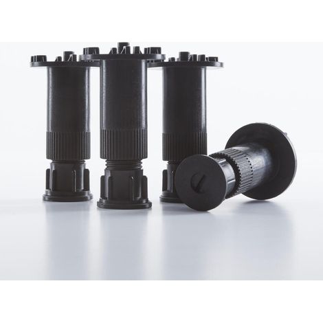 Milano Lithic black shower tray feet – Pack of 8 – Elevates shower tray 75-113mm for above floor plumbing – Includes brackets and screws (1/3)