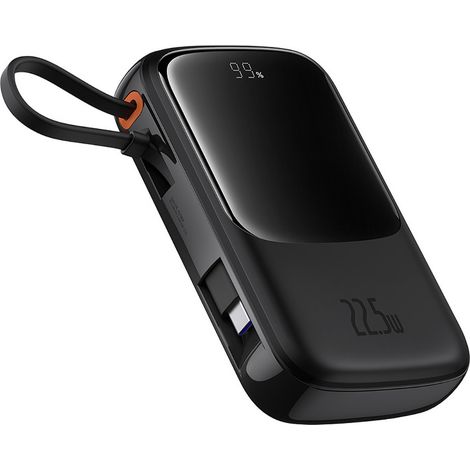 Powerbank Qpow Pro+ da 10000 mAh con cavo USB-C e display - Nero (1/5)