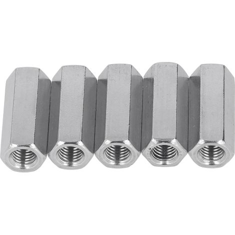 Lot de 5 écrous de raccordement hexagonaux en acier inoxydable 304 pour boulons, goujons et vis à métaux (1/5)
