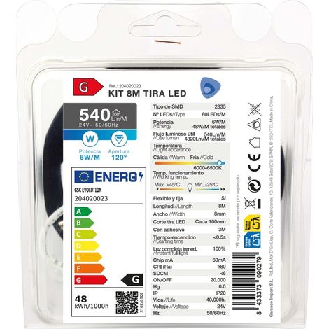 Kit 8M Tira de LED 6W/M IP20 6000K-6500K preparado (1/5)