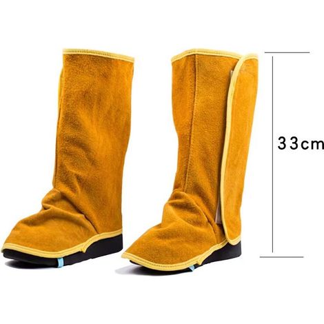 Schweißgamaschen, strapazierfähige Überschuhe aus Rindsleder, flammhemmende Schweißgamaschen, 1 Paar flammhemmende Schweißschuhüberzüge für Stiefel (1/4)