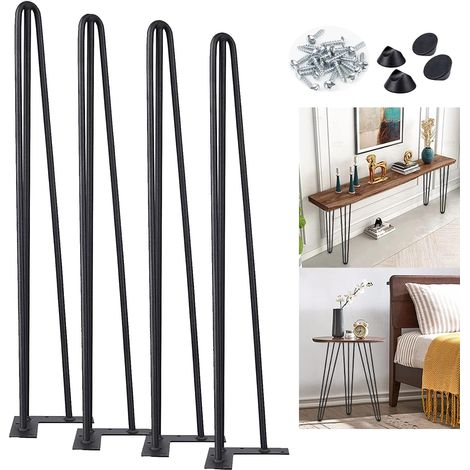 86 cm/34 inch hairpin table legs, 3 solid metal furniture legs, suitable for DIY home office dining room desk side table bedside table, 4-piece set (1/5)