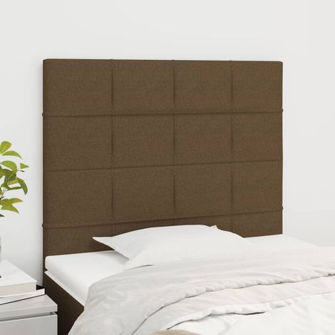 Cabecero de cama marrón oscuro 80x5x118/128 cm Tela vidaXL (1/5)