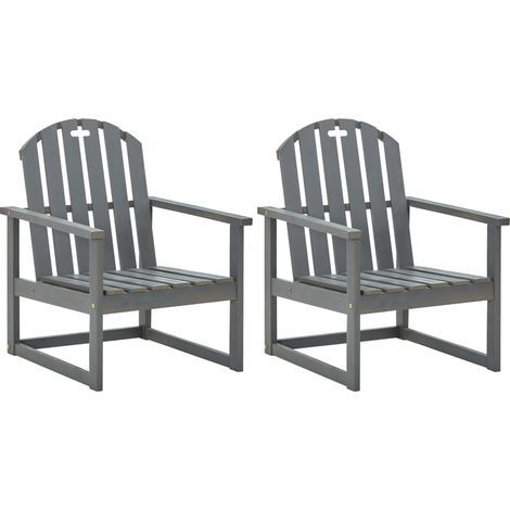 Garden Chair Set of 2 Grey Solid acacia wood vidaXL