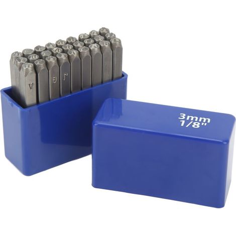Set de 27 Poinçons Métalliques en Acier au Carbone Supérieur, Alphabet 3mm pour Bijoux et Cuir avec Coffret de Rangement (1/5)