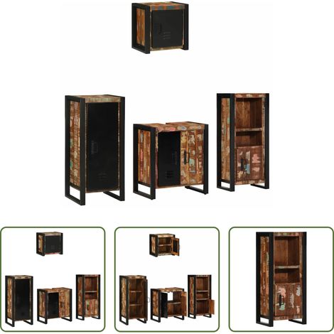 vidaXL Massives Holz - Badezimmermöbel-Set mit Regal 4 pcs Massives upgecyceltes Holz (1/5)