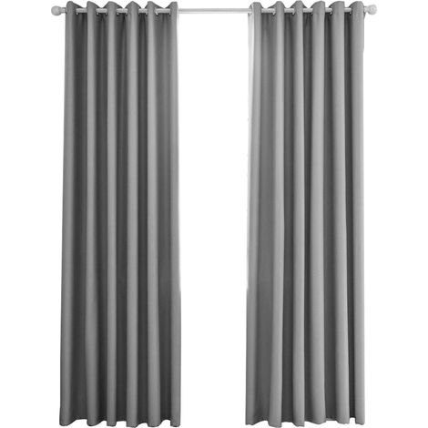 Juego de 2 cortinas opacas, térmicas y aislantes, 140x240 cm, con ojales, color gris claro, para salón. (1/5)