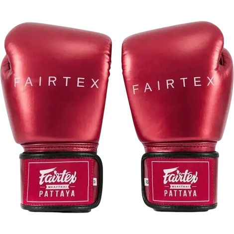 Guantes de boxeo metálicos Fairtex rojos de 10 oz. (1/5)