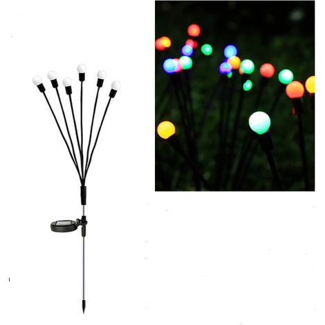 Lot de 4 guirlandes lumineuses solaires d'extérieur, 6 LED, étanches IP65, pour jardin, terrasse, arbustes, décoration (multicolore) (1/5)