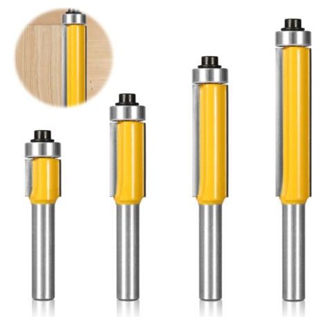 4 Stück Kopierfräser mit 8-mm-Schaft, Fräser mit oberem Lager, Fräsen für Holzarbeiten, für bündiges Schneiden von Holzleisten zum Selbermachen (4) (1/5)