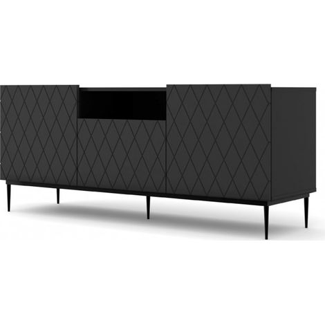 MOBILE DIUNA RTV2D1K 145 NOIR MAT JAMBES NOIRES (1/5)