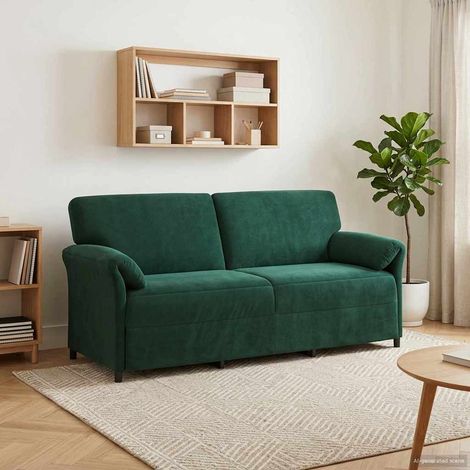 Sofá de 3 plazas Verde oscuro 198 x 83 x 95 cm Terciopelo