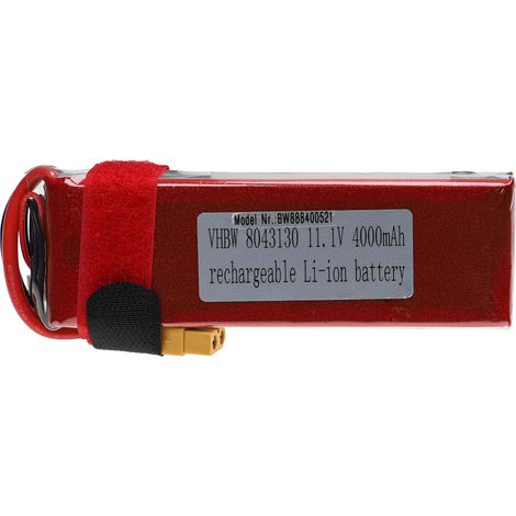 vhbw Battery compatible with XT60 Plug for Model Making Device e.g. Racing Car, Helicopter (4000mAh, 11.1 V, Li-polymer, 137 x 44 x 22 mm) (1/3)