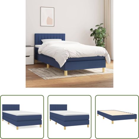 Matratze - Boxspringbett mit Matratze Blau 90x200 cm Stoff (1/5)
