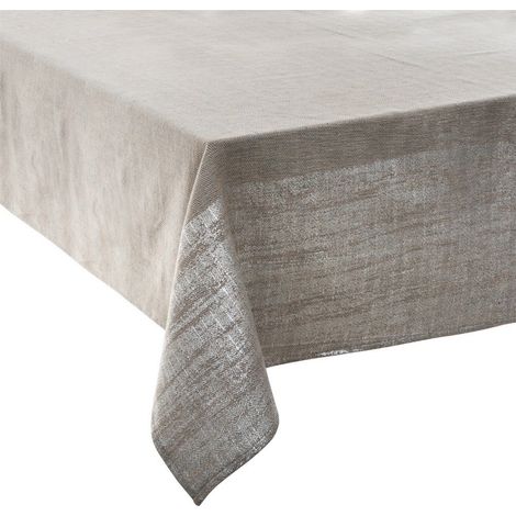 Nappe rectangulaire en coton Jacquard Argent 140 x 360 cm (1/5)