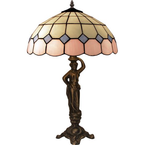 Tischlampe mit Figur und Schirm mit 30 cm Durchmesser, Serie Pink