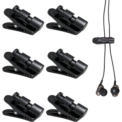 Lot de 6 Clips pour Câble Écouteur, Pince pour Cordon 2-4 mm, Rotatif à 360°, Attache pour Casque Micro Fil Plastique, Sport Travail Maison (1/5)