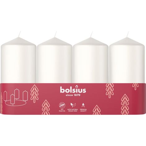 Bolsius Stumpenkerzen 4er Tray Ø 4,8 x 10 cm wolkiges weiß Wespenspray