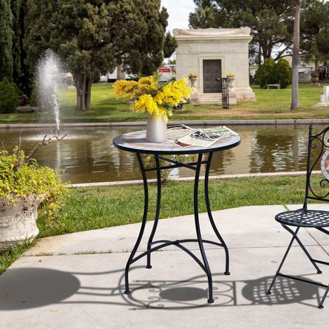 Mesa de jardín Outsunny Ø60 x H71cm, mesa de balcón de metal resistente a la intemperie, mesa de comedor para exteriores, mesa de camping, mesa auxiliar, mesa redonda para patio, jardín, terraza, balc
