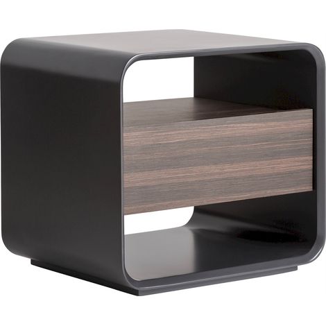 Table de chevet contemporaine noire - noir et bois foncé (1/5)