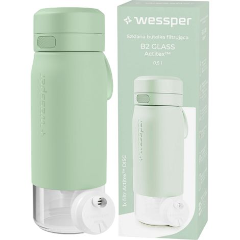 Botella de vidrio Wessper con filtro WES270-500-MT Menta 500 ml (1/5)
