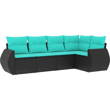 Maison Exclusive - 5-teiliges Gartensofa-Set mit Kissen, schwarze (1/5)