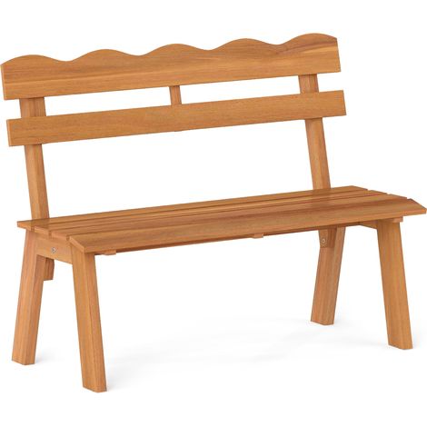 Banc de Jardin Extérieur en Bois d'Acacia avec Charge 360 KG pour 2 Personnes avec Dossier Ondulé et Assise à Lattes, pour Porche, Balcon, Jardin (1/5)