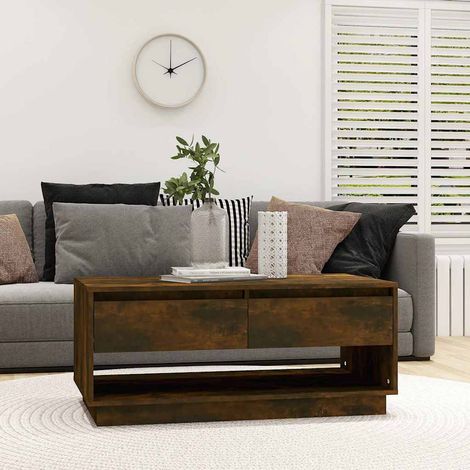 vidaXL Coffee Table Smoked Oak 102,5x55x44 cm Engineered Wood (1/5)